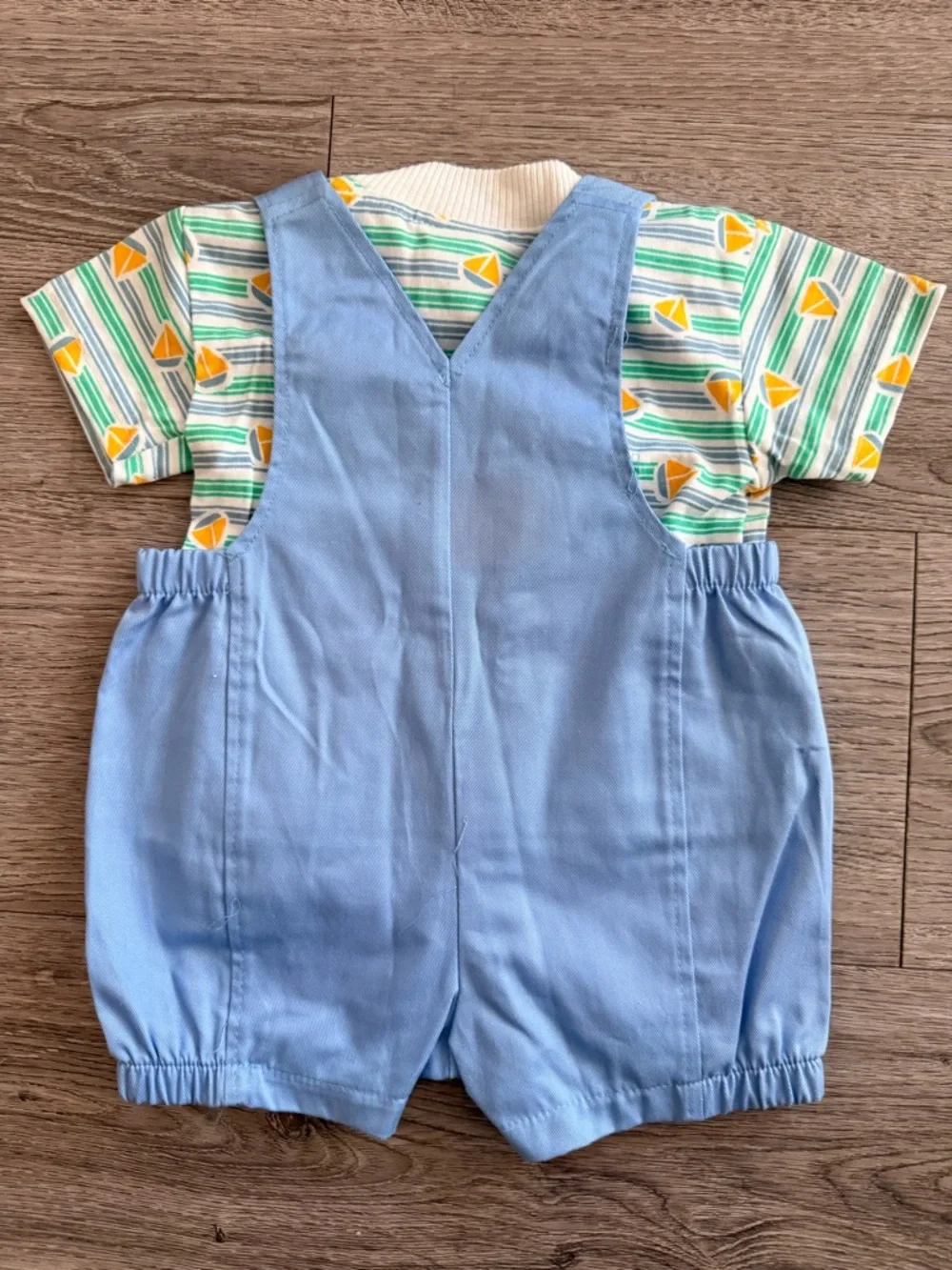 Vintage Baby Boots boy's bubble romper set sailboat embroidery 6 month - Picture 3 of 6